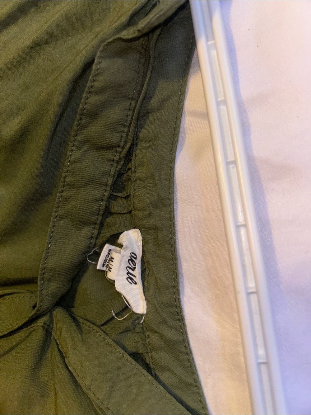 aerie Olive Green Button-Front Blouse - Picture 3 of 4